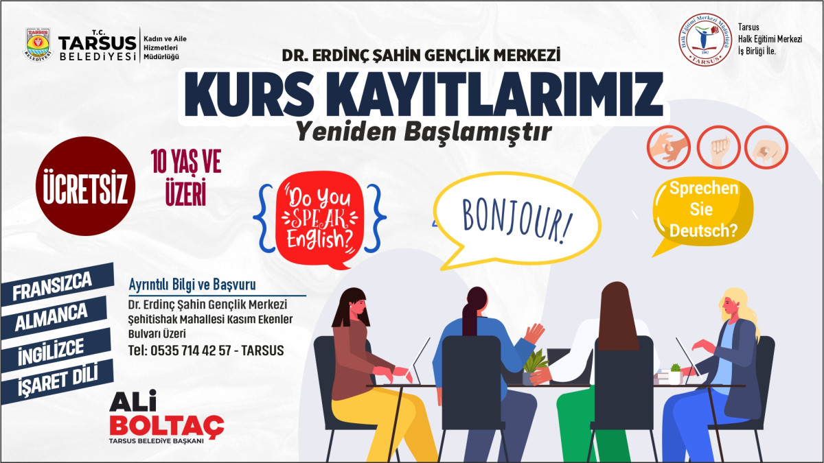 TARSUS BELEDİYESİ’NDE KURS KAYITLARI BAŞLADI